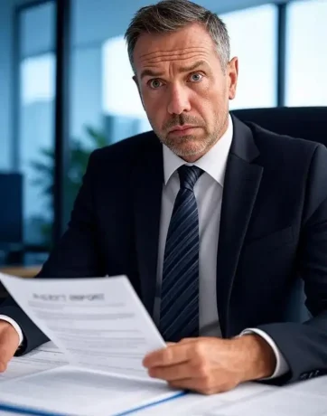 Gestor a receber Relatório de Auditoria Homem de negócios com documentos